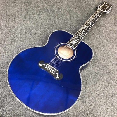 Chine 12 cordes personnalisées Couleur bleue G200 guitare acoustique classique, Solid Sprue top, Guitare corporelle personnalisée d'érable fournisseur