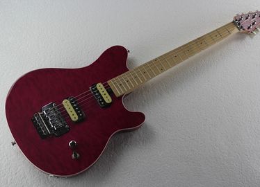 Chine Guitare électrique au corps rouge foncé avec placage d'érable et double roche,offre personnalisée fournisseur