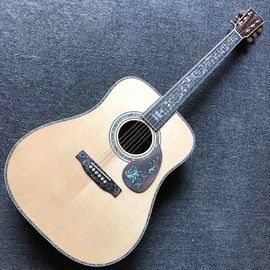 Chine Dispositif de luxe personnalisé Abalone réel liant ébène Fingerboard bois de rose arrière côté solide épinette bois acoustique guitare fournisseur