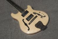 High-grade customized jazz six-string electric guitar, double f-hole half-hollow electric guitar, wood color