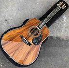 Handmade Deluxe solid koa wood Acoustic guitar, acoustic Guitarra, solid koa wood with abalone inlay