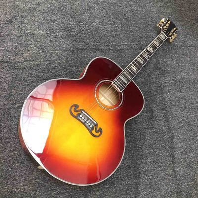 Chine J200S personnalisé 43 pouces Jumbo Guitare acoustique Ébène Fingerboard Abalone Liant GroFlamed Maple Derrière dans la couleur Sunburst fournisseur